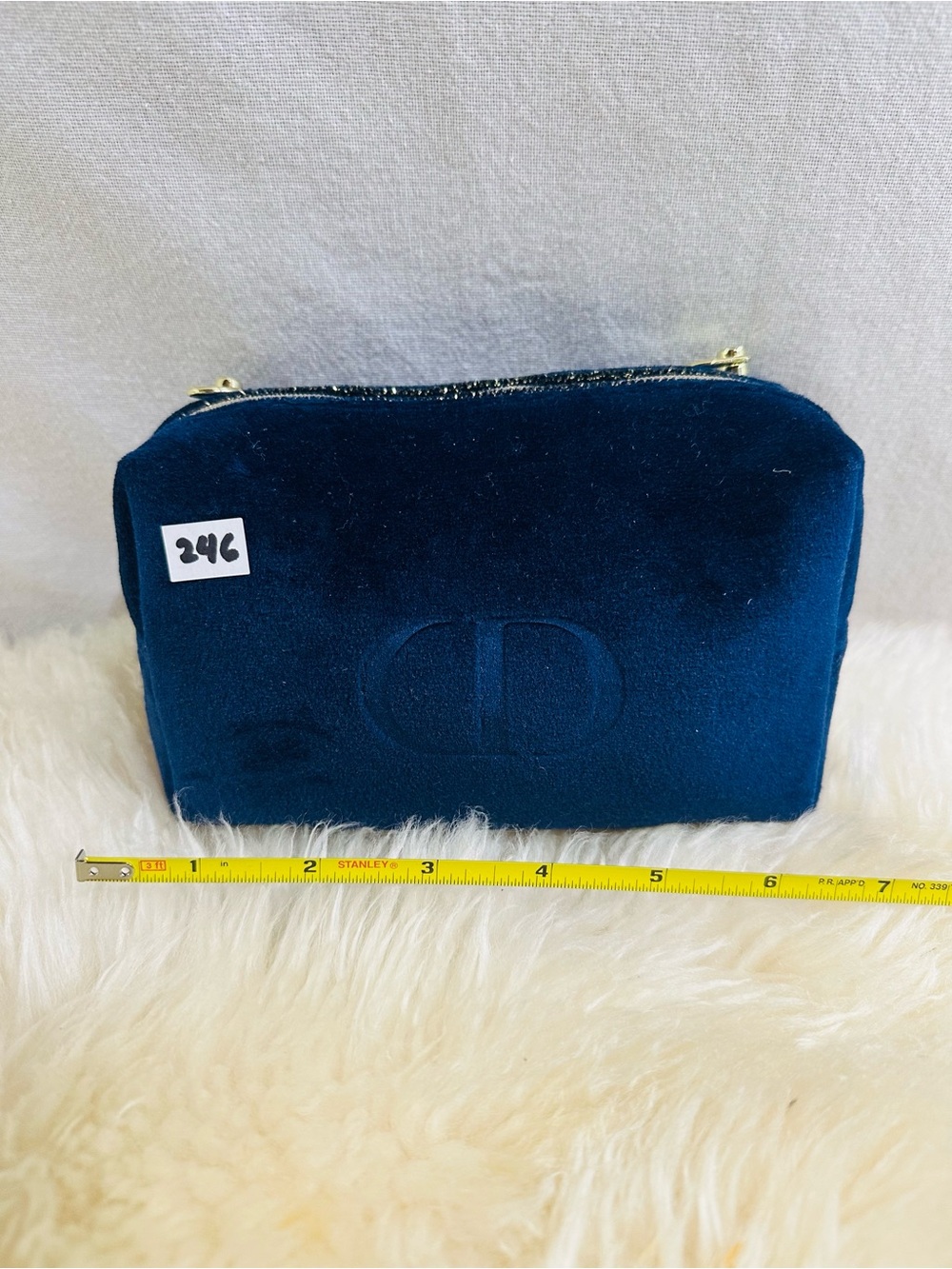 ๐246 Dior Deep Blue Velvet Cosmetic Pouch